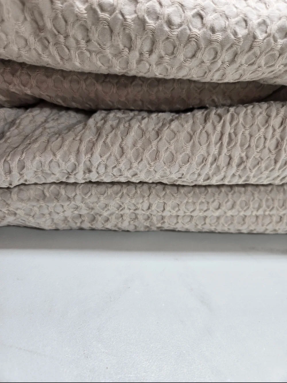 NWT QUINCE Organic Luxe Honeycomb Duvet Cover Set Full/Queen Sand 0561